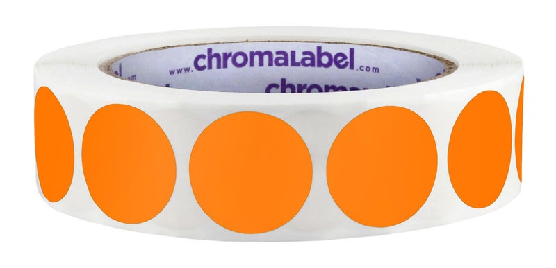 ChromaLabel 1 Inch Round Label Permanent Color Code Dot Stickers  1000 Labels per Roll  Orange - Image 1
